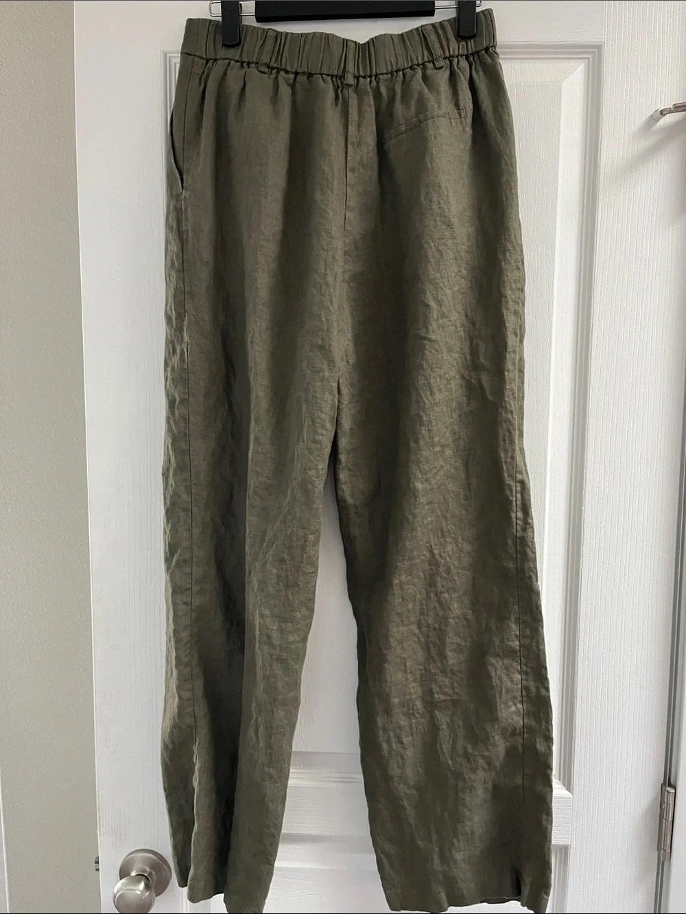 Quince Olive Wide-Leg Linen Pants